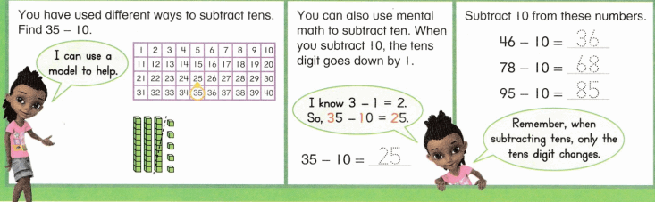 Envision Math Common Core 1st Grade Answers Topic 11 Use Models and Strategies to Subtract Tens 11.34