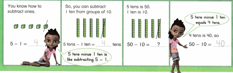 Envision Math Common Core Grade 1 Answer Key Topic 11 Use Models and Strategies to Subtract Tens 7.6