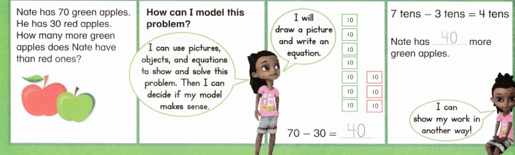 Envision Math Common Core Grade 1 Answers Topic 11 Use Models and Strategies to Subtract Tens 16.3