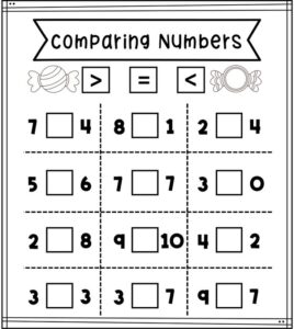 Math Common Core Kindergarten Compare Numbers 0 to 10 1