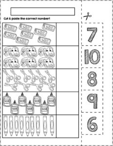 Math Common Core Kindergarten  Numbers 6 to 10 2